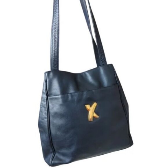 Paloma Picasso black vintage leather shoulder bag - Picture 3 of 15